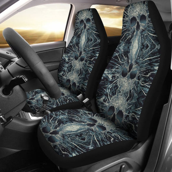 2 Pcs Gothic Skull Car Seat Covers 101819 - YourCarButBetter