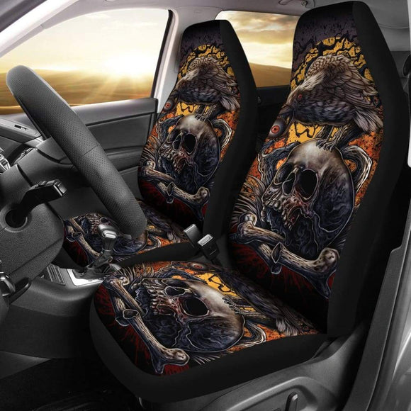 2 Pcs Gothic Skull Car Seat Covers 101819 - YourCarButBetter