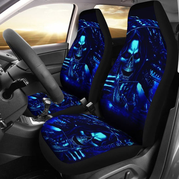 2 Pcs Gothic Skull Car Seat Covers 101819 - YourCarButBetter