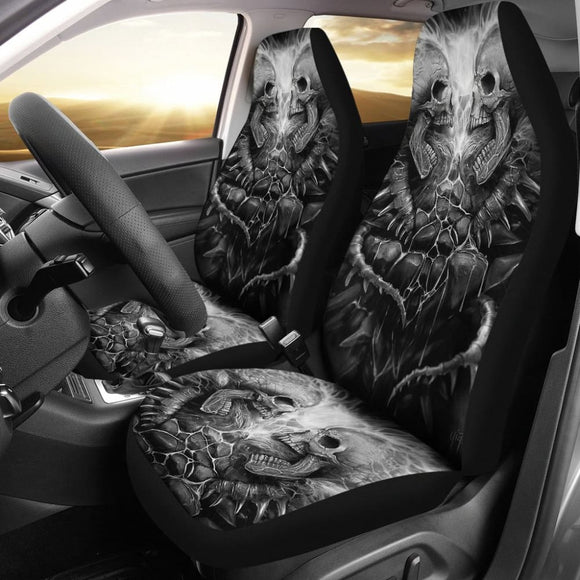 2 Pcs Gothic Skull Car Seat Covers 101819 - YourCarButBetter