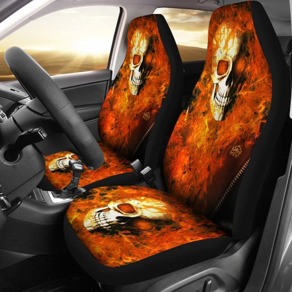 2 Pcs Gothic Skull Car Seat Covers 101819 - YourCarButBetter