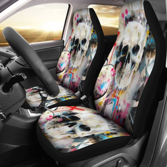 2 Pcs Gothic Skull Car Seat Covers 101819 - YourCarButBetter