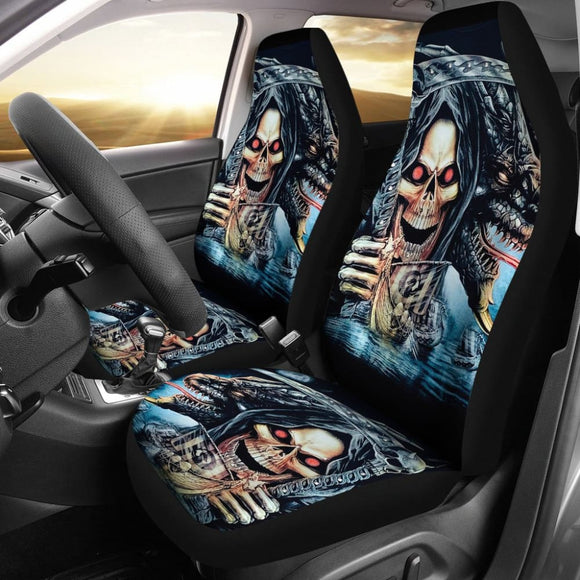 2 Pcs Gothic Skull Car Seat Covers 101819 - YourCarButBetter