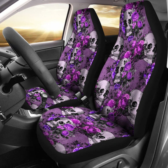 2 Pcs Gothic Skull Car Seat Covers 101819 - YourCarButBetter