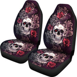 2 Pcs Gothic Skull Floral Rose Car Seat Covers 101819 - YourCarButBetter