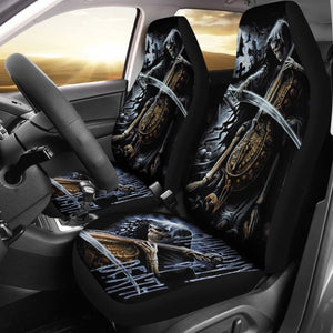 2 Pcs Grim Reaper Skull Girl Car Seat Covers 101819 - YourCarButBetter