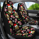 2 Pcs Mery Christmas Sugar Skull Car Seat Covers 101819 - YourCarButBetter