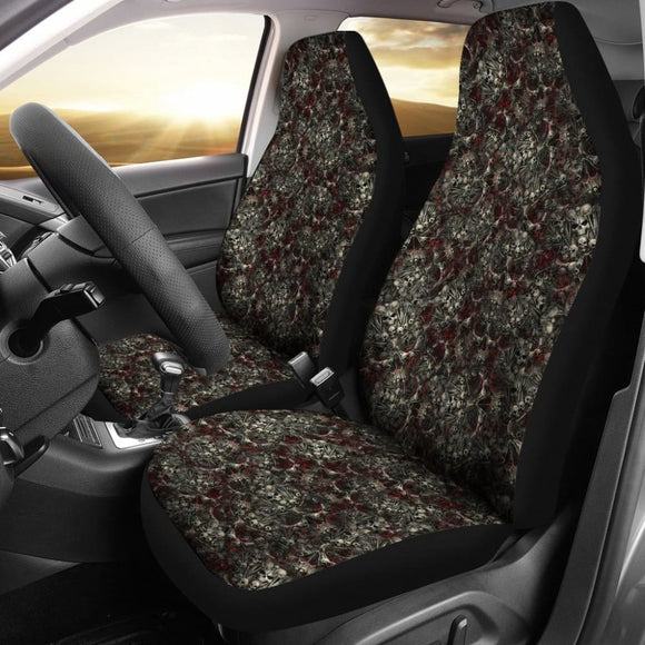 2 Pcs Seat Cover Sugar Skulls Day Of The Dead 101819 - YourCarButBetter