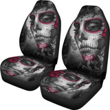 2 Pcs Skull Beautiful Sugar Skull Girl Car Seat Covers 101819 - YourCarButBetter