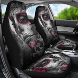 2 Pcs Skull Beautiful Sugar Skull Girl Car Seat Covers 101819 - YourCarButBetter