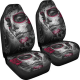 2 Pcs Skull Beautiful Sugar Skull Girl Car Seat Covers 101819 - YourCarButBetter