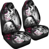 2 Pcs Skull Girl Kiss Grim Reaper Car Seat Covers 101819 - YourCarButBetter