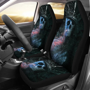 2 Pcs - Skull Gothic Horror Grim Reaper Halloween Skull Car Seat Covers 101819 - YourCarButBetter