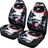 2 Pcs Sugar Skull Beautiful Girls Car Seat Covers 101819 - YourCarButBetter