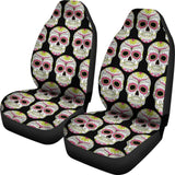 2 Pcs Sugar Skull Car Seat Cover - Day Of The Dead Seat Cover 101819 - YourCarButBetter