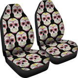 2 Pcs Sugar Skull Car Seat Cover - Day Of The Dead Seat Cover 101819 - YourCarButBetter