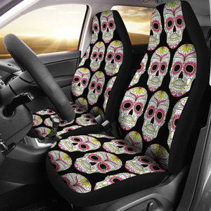 2 Pcs Sugar Skull Car Seat Cover - Day Of The Dead Seat Cover 101819 - YourCarButBetter