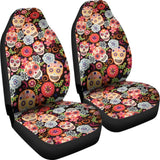 2 Pcs Sugar Skull Car Seat Cover Sugar Skulls 101819 - YourCarButBetter