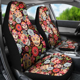 2 Pcs Sugar Skull Car Seat Cover Sugar Skulls 101819 - YourCarButBetter