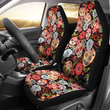 2 Pcs Sugar Skull Car Seat Cover Sugar Skulls 101819 - YourCarButBetter