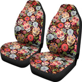 2 Pcs Sugar Skull Car Seat Cover Sugar Skulls 101819 - YourCarButBetter