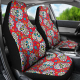 2 Pcs Sugar Skull Car Seat Covers 101819 - YourCarButBetter