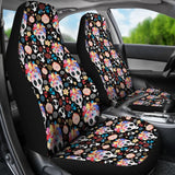 2 Pcs Sugar Skull Car Seat Covers 101819 - YourCarButBetter