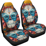 2 Pcs Sugar Skull Car Seat Covers 101819 - YourCarButBetter