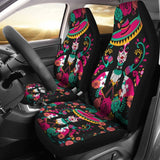 2 Pcs Sugar Skull Car Seat Covers 101819 - YourCarButBetter