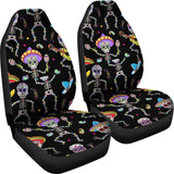 2 Pcs Sugar Skull Car Seat Covers 101819 - YourCarButBetter