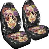 2 Pcs Sugar Skull Car Seat Covers 101819 - YourCarButBetter