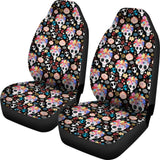 2 Pcs Sugar Skull Car Seat Covers 101819 - YourCarButBetter