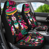 2 Pcs Sugar Skull Car Seat Covers 101819 - YourCarButBetter