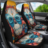 2 Pcs Sugar Skull Car Seat Covers 101819 - YourCarButBetter