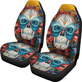 2 Pcs Sugar Skull Car Seat Covers 101819 - YourCarButBetter