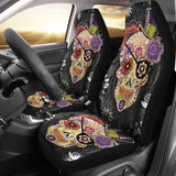 2 Pcs Sugar Skull Car Seat Covers 101819 - YourCarButBetter