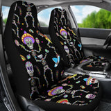 2 Pcs Sugar Skull Car Seat Covers 101819 - YourCarButBetter