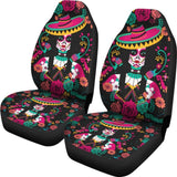 2 Pcs Sugar Skull Car Seat Covers 101819 - YourCarButBetter