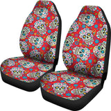 2 Pcs Sugar Skull Car Seat Covers 101819 - YourCarButBetter