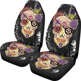 2 Pcs Sugar Skull Car Seat Covers 101819 - YourCarButBetter