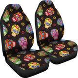 2 Pcs - Sugar Skull Car Seat Covers 101819 - YourCarButBetter