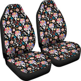 2 Pcs Sugar Skull Car Seat Covers 101819 - YourCarButBetter