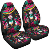 2 Pcs Sugar Skull Car Seat Covers 101819 - YourCarButBetter