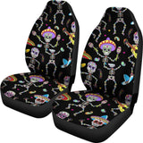 2 Pcs Sugar Skull Car Seat Covers 101819 - YourCarButBetter