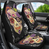 2 Pcs Sugar Skull Car Seat Covers 101819 - YourCarButBetter