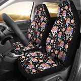 2 Pcs Sugar Skull Car Seat Covers 101819 - YourCarButBetter