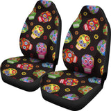 2 Pcs - Sugar Skull Car Seat Covers 101819 - YourCarButBetter