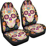 2 Pcs Sugar Skull Day Of The Dead Car Seat Cover 101819 - YourCarButBetter