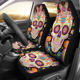 2 Pcs Sugar Skull Day Of The Dead Car Seat Cover 101819 - YourCarButBetter