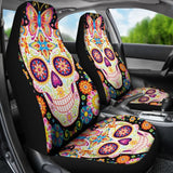 2 Pcs Sugar Skull Day Of The Dead Car Seat Cover 101819 - YourCarButBetter